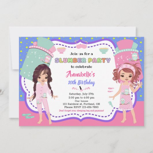 Uitnodiging voor Slumber-feestdag (Voorkant)