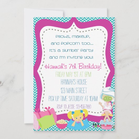 Uitnodiging voor Slumber Party (Voorkant)