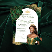 Uitnodiging voor smaragdgroene en gouden boog