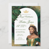 Uitnodiging voor smaragdgroene en gouden boog (Voorkant)