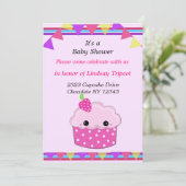 Uitnodiging voor Smiley Cupcake Baby Shower (Staand voorkant)