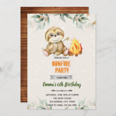 Uitnodiging voor S'more luiaard slaapfeestje (Voorkant / Achterkant)