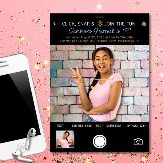 Uitnodiging voor snapshot-verjaardagsfoto