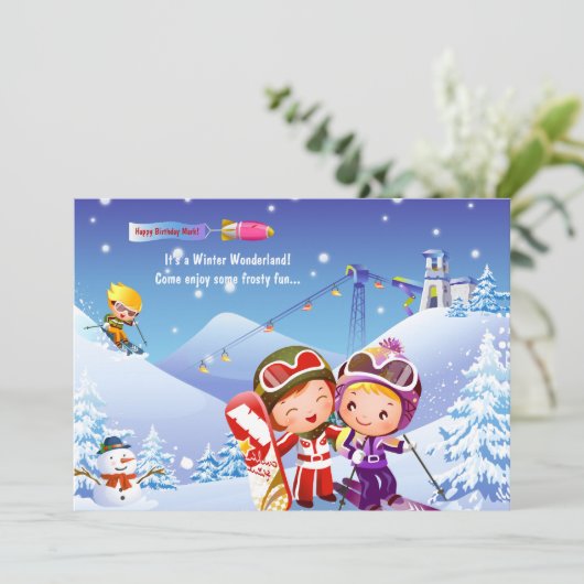 Uitnodiging voor sneeuwscooters (Staand voorkant)