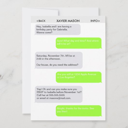 Uitnodiging voor snelle tekstberichten (Voorkant)