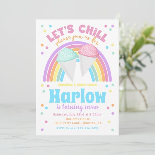 Uitnodiging voor Snow Cone Birthday (Staand voorkant)