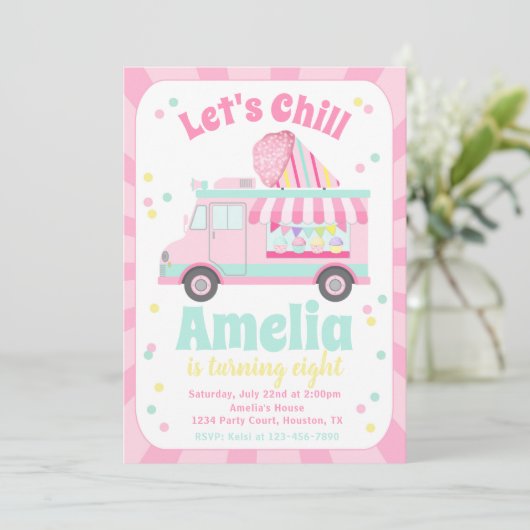 Uitnodiging voor Snow Cone Birthday | Shave Ice Tr (Staand voorkant)