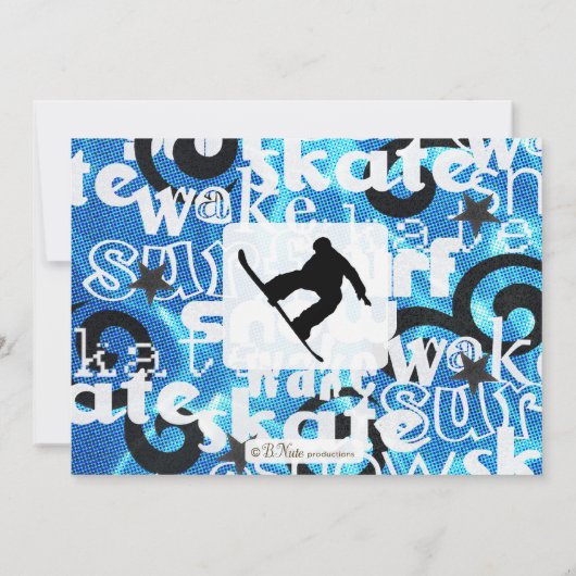 Uitnodiging voor Snowboard Party (Achterkant)