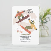 Uitnodiging voor snowboardduo (Staand voorkant)