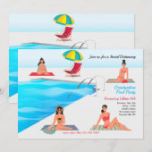 Uitnodiging voor sociale afstand bij het zwembad (Voorkant / Achterkant)