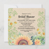 Uitnodiging voor soennitische zonnebloemen Bridal (Voorkant)