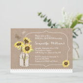 Uitnodiging voor soennitische zonnebloemen Bridal  (Staand voorkant)