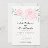 Uitnodiging voor Soft Pink Roses Elopement Recepti (Voorkant)