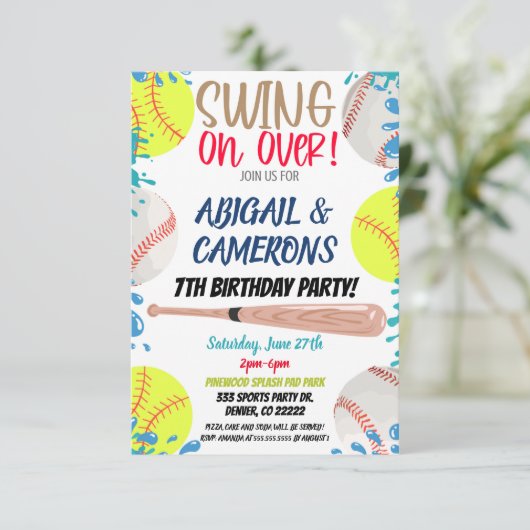 Uitnodiging voor softbal en honkbal (Staand voorkant)