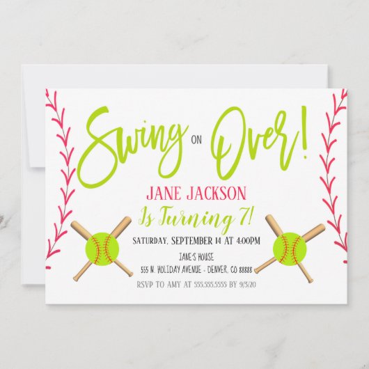 Uitnodiging voor Softball Party (Voorkant)