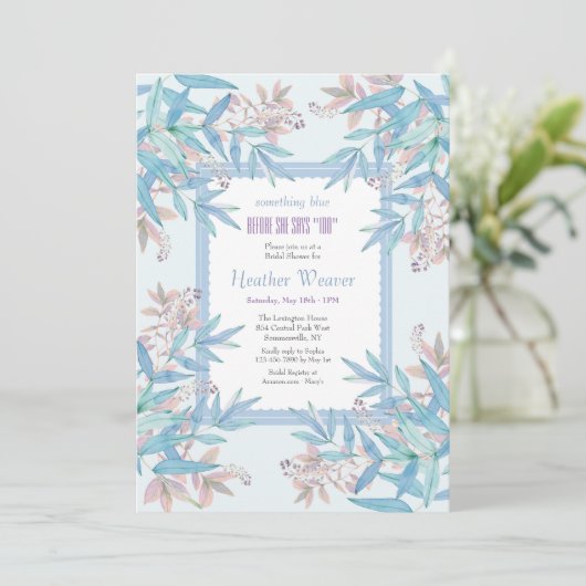 Uitnodiging voor Something Blue and Pink Too Showe (Staand voorkant)