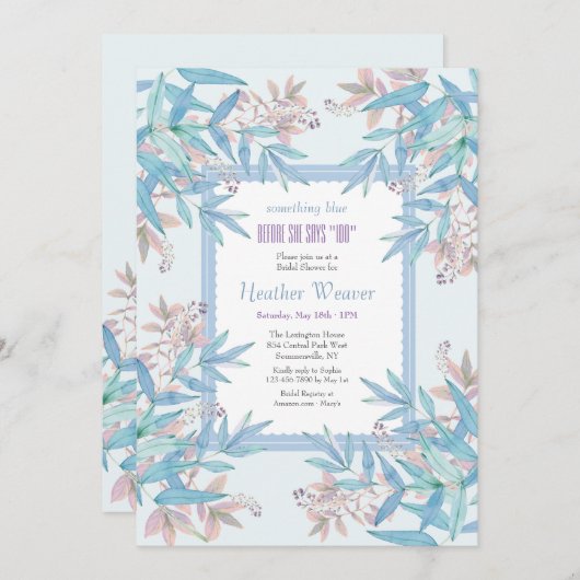 Uitnodiging voor Something Blue and Pink Too Showe (Voorkant / Achterkant)