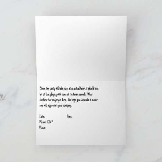 Uitnodiging voor Sons Boerderij Thema Verjaardagsf (Binnen)