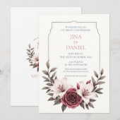 Uitnodiging voor Sophisticated Floral Micro-Weddin (Voorkant / Achterkant)