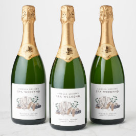 Uitnodiging voor Spa Bachelorette-weekend Sparkling Wijnetiket