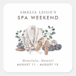 Uitnodiging voor Spa Bachelorette-weekend Vierkante Sticker
