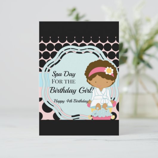 Uitnodiging voor Spa Day Birthday (Staand voorkant)