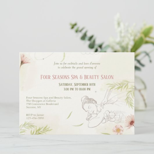 Uitnodiging voor Spa en Schoonheid (Staand voorkant)