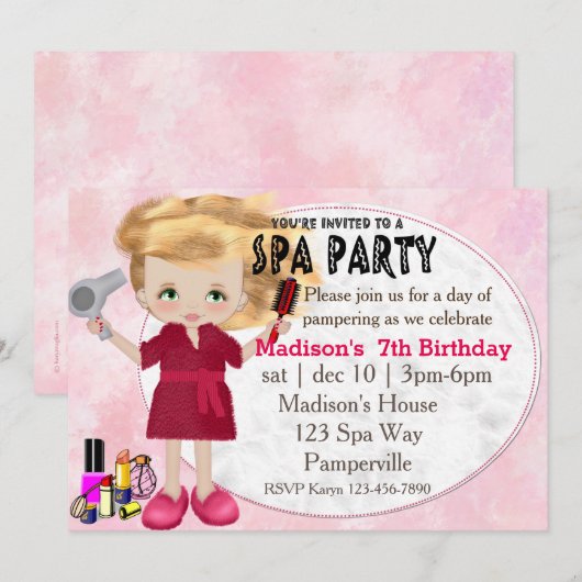 Uitnodiging voor spa-feest (Voorkant / Achterkant)