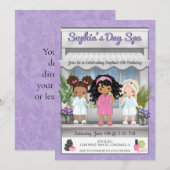 Uitnodiging voor Spa-feestje voor Jonge Meisjes (Voorkant / Achterkant)