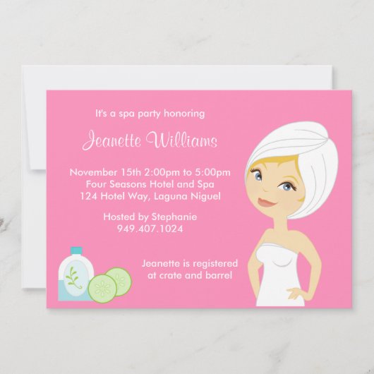 Uitnodiging voor Spa-partij (Voorkant)