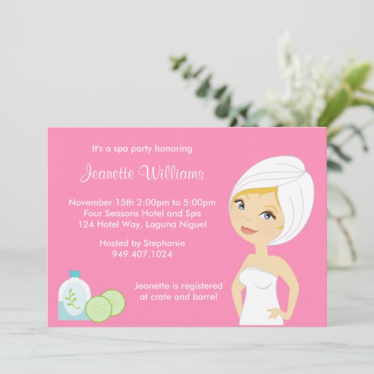 Uitnodiging voor Spa-partij (Staand voorkant)