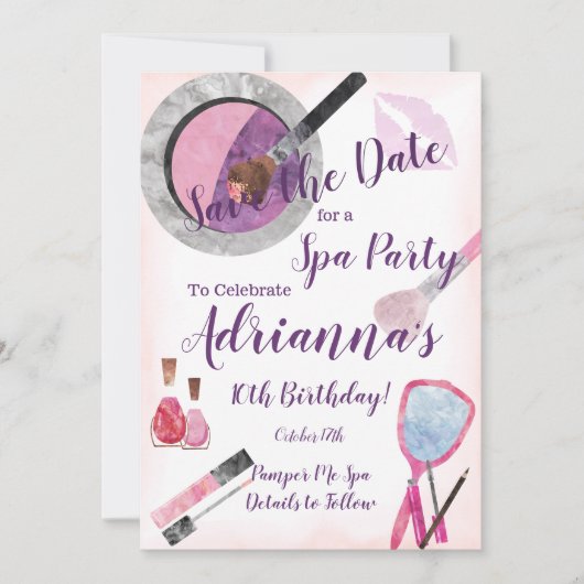 Uitnodiging voor Spa Party, Editable 10th Birthday (Voorkant)