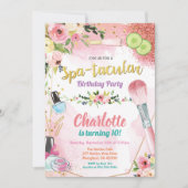 Uitnodiging voor Spa party. Meisje verjaardagsfees (Voorkant)