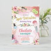 Uitnodiging voor Spa party. Meisje verjaardagsfees (Staand voorkant)