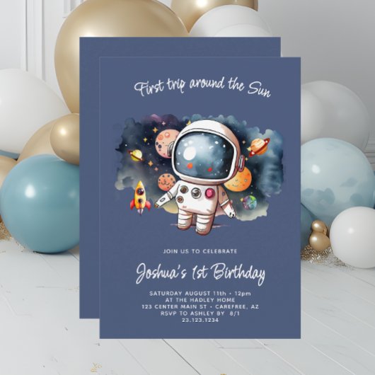 Uitnodiging voor Space Astronaut Rocketship Birthd
