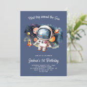 Uitnodiging voor Space Astronaut Rocketship Birthd (Staand voorkant)