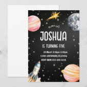 Uitnodiging voor Space Blast off Feestje (Voorkant / Achterkant)