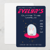 Uitnodiging voor Space Bunny-feestje (Voorkant / Achterkant)