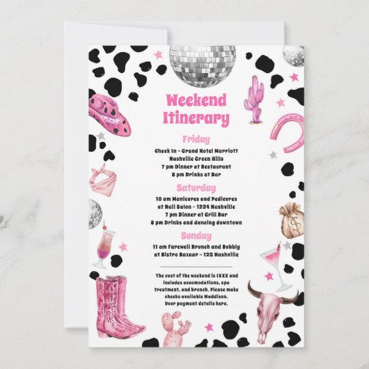 Uitnodiging voor Space Cowgirl Disco Rodeo Bachelo (Achterkant)