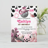 Uitnodiging voor Space Cowgirl-verjaardagsfeestje (Staand voorkant)