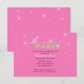 Uitnodiging voor sparkly Glitter Pink Bachelorette (Voorkant / Achterkant)