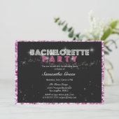 Uitnodiging voor sparkly Glitter Pink Bachelorette (Staand voorkant)
