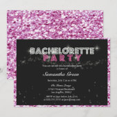 Uitnodiging voor sparkly Glitter Pink Bachelorette (Voorkant / Achterkant)