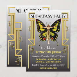 Uitnodiging voor Speakeasy Flapper Great Gatsby-fe