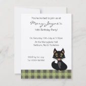 Uitnodiging voor speciale Black Cat Birthday Party (Achterkant)
