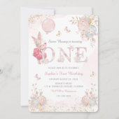 Uitnodiging voor speciale bunny First Birthday (Voorkant)