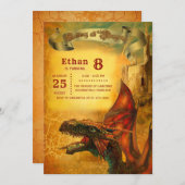 Uitnodiging voor speciale Dragon Birthday Party (Voorkant / Achterkant)