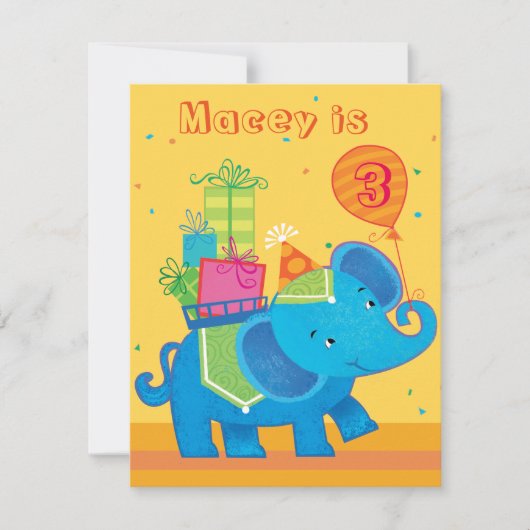 Uitnodiging voor speciale Elephant Birthday (Voorkant)