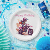 Uitnodiging voor speciale meisjesmotocross papieren bordje (Feest)