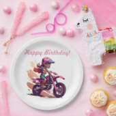 Uitnodiging voor speciale meisjesmotocross papieren bordje (Feest)